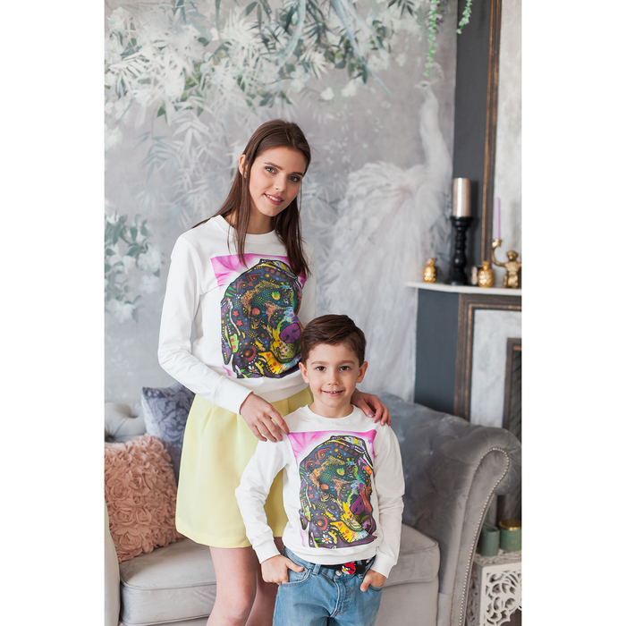 Свитшот женский family look  "Друг" OXO-0202-008, цвет молочный, р-р 52(XL)