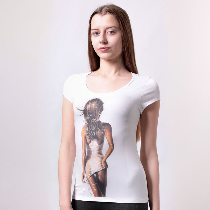 Футболка женская "Девушка" OXO-0078-005, цвет белый, размер 44-46(M)