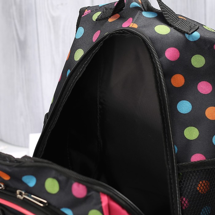 Рюкзак школьный «Горох»», отдел на молнии, наружный карман, цвет чёрный