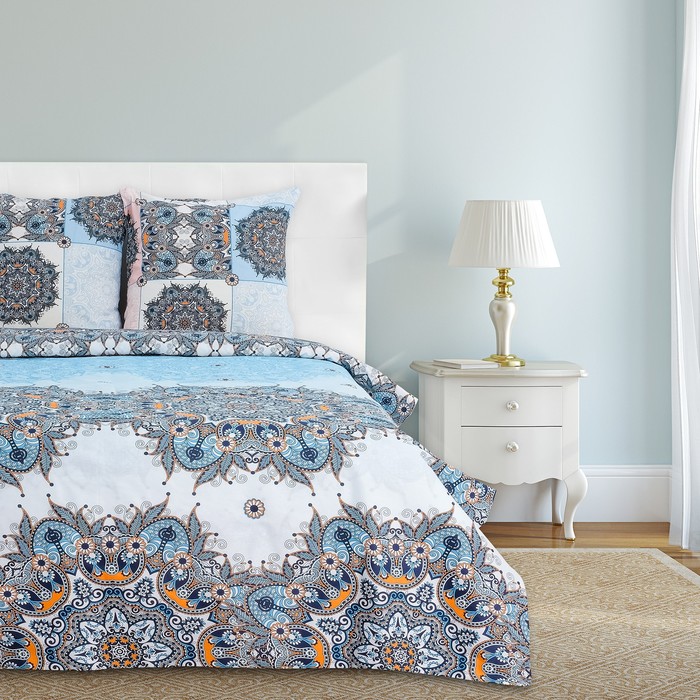 Постельное бельё "Этель" евро Персидские мотивы 200х217 см, 220х240 см, 70х70 см - 2 шт., 100% хлопок, бязь 125 г/м²