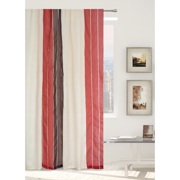 Тюль "Этель" Гамма красный 210х280 см (вертикальная полоса) 50 г/м², вуаль, 100% п/э