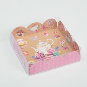 

Коробка для кондитерских изделий с PVC-крышкой «Чаепитие», 10,5 × 10,5 × 3 см