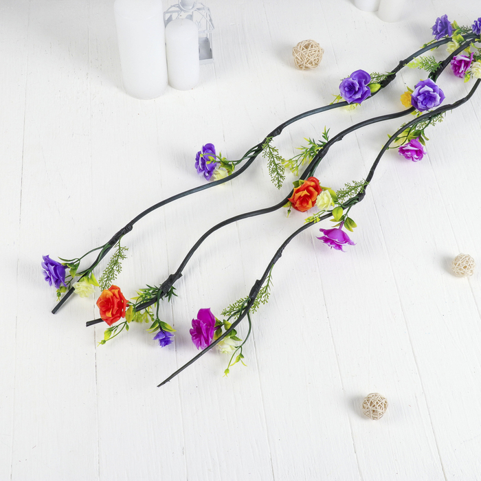 Декор ветка "Роза с зелёными веточками" 150 см, (цена за штуку) микс