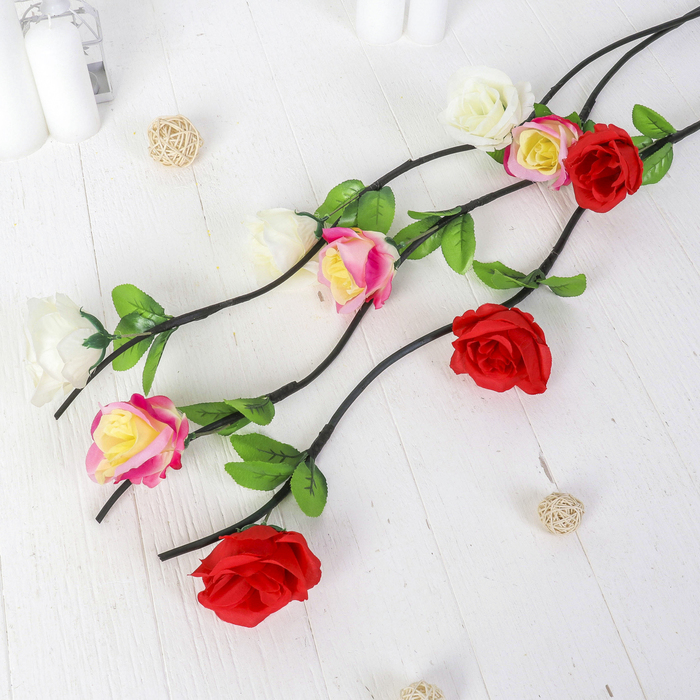 Декор ветка "Роза с вкраплениями" 120 см, (цена за штуку) микс