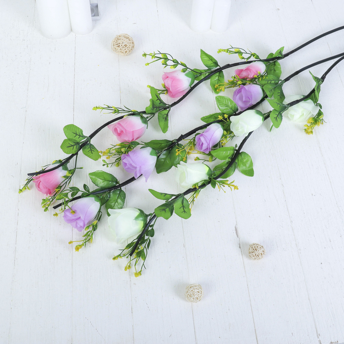 Декор ветка "Роза удлинённая" 100 см, (цена за штуку) микс