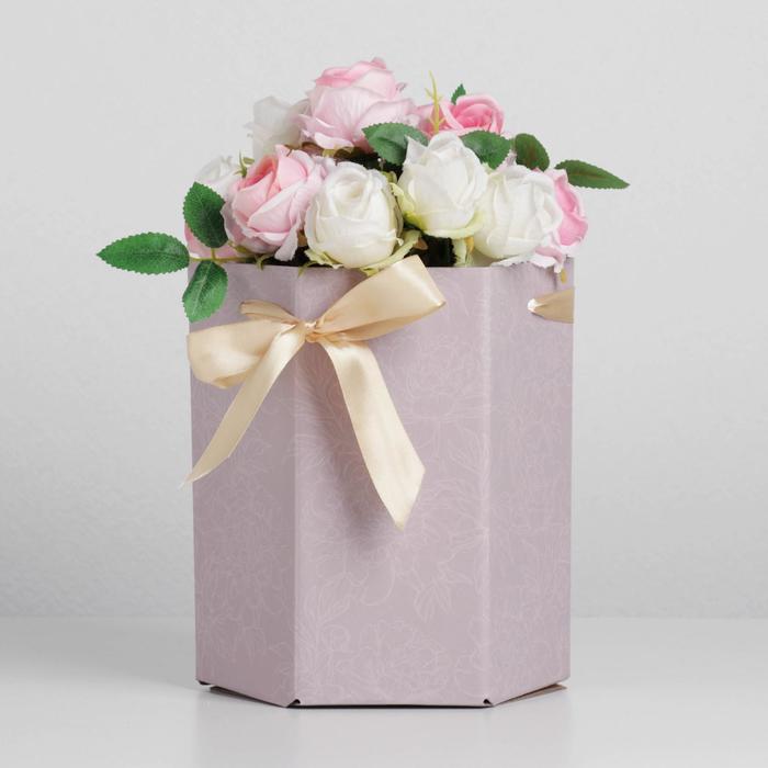 фото Коробка складная шестигранник «цветочное кружево», 17 х 14,8 х 19,5 см дарите счастье