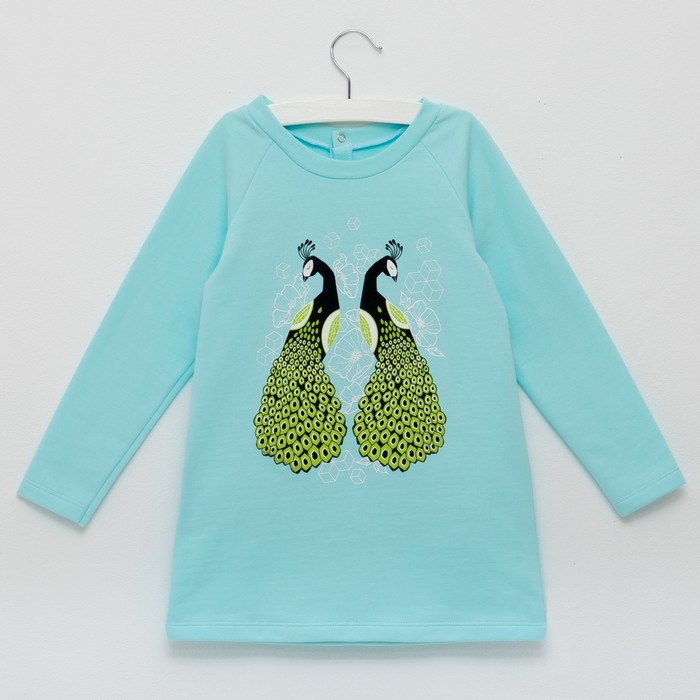 Платье детское KAFTAN "Павлин" голубой, р-р 30 (98-104см) 3-4г, 100% хл