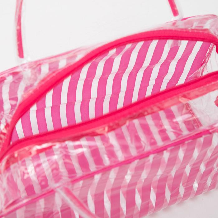 Косметичка банная, отдел на молнии, 2 ручки, цвет розовый