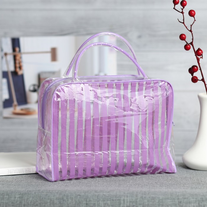 Косметичка банная, отдел на молнии, 2 ручки, цвет фиолетовый