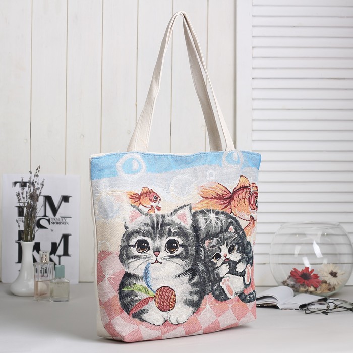 Сумка текстильная Игра, 36*10*40, отд на молнии, подклад, бежевый