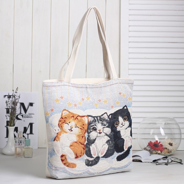 Сумка текстильная "Трио", отдел на молнии, подклад, цвет бежевый