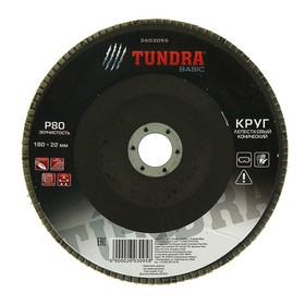 Круг лепестковый торцевой конический TUNDRA, 180 х 22 мм, Р80