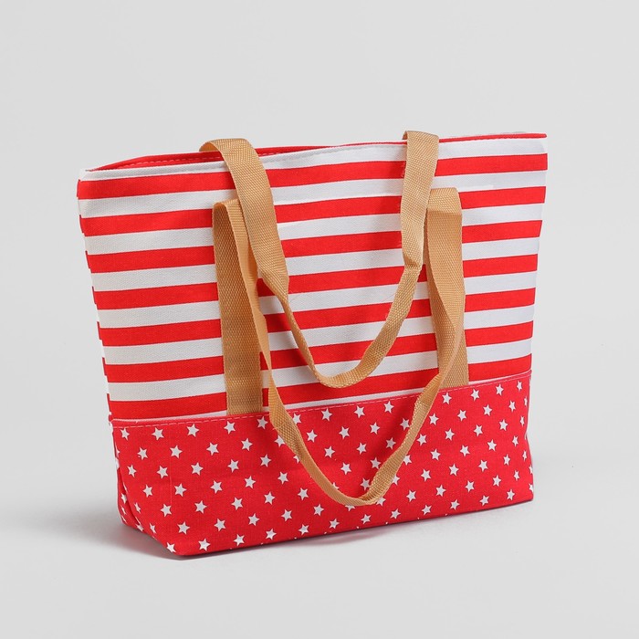 Сумка текстильная "Звездопад", отдел на молнии, подклад, цвет красный