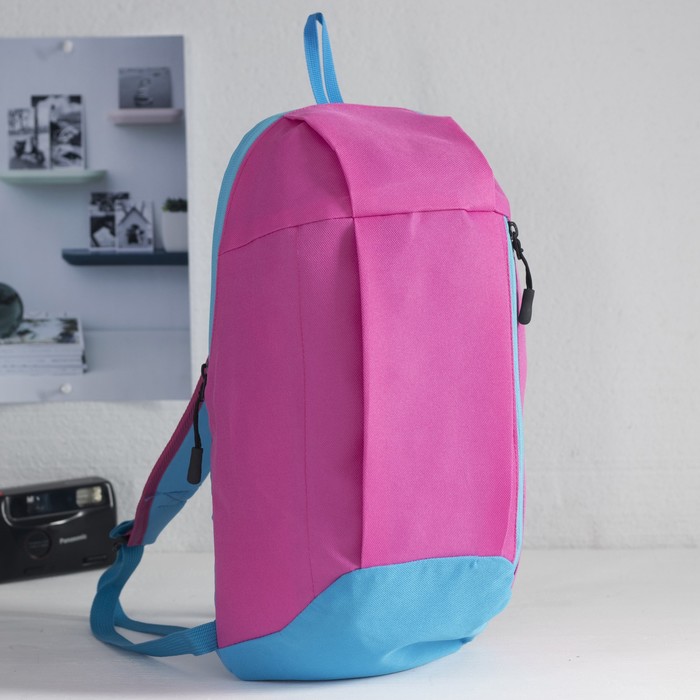 Рюкзак молодёжный, отдел на молнии, наружный карман, цвет малиновый/голубой