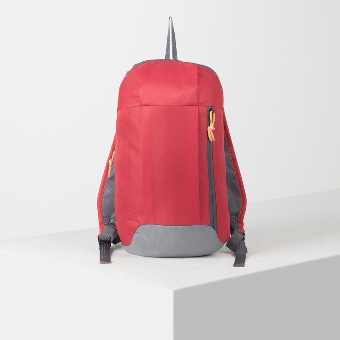 Рюкзак молодёжный, отдел на молнии, наружный карман, цвет серый/красный