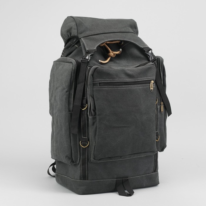 Рюкзак турист Поход, 32*20*52, отд на шнурке, 4 н/кармана, 2 бок кармана, черный