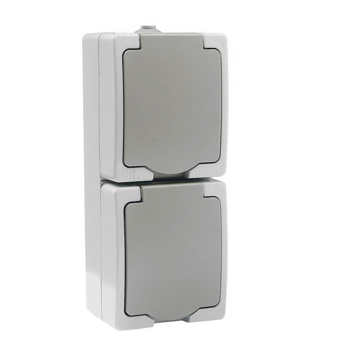 Розетка двойная 2П+3 (вертикальная) открытой установки IP54 16А "Вуокса" TDM