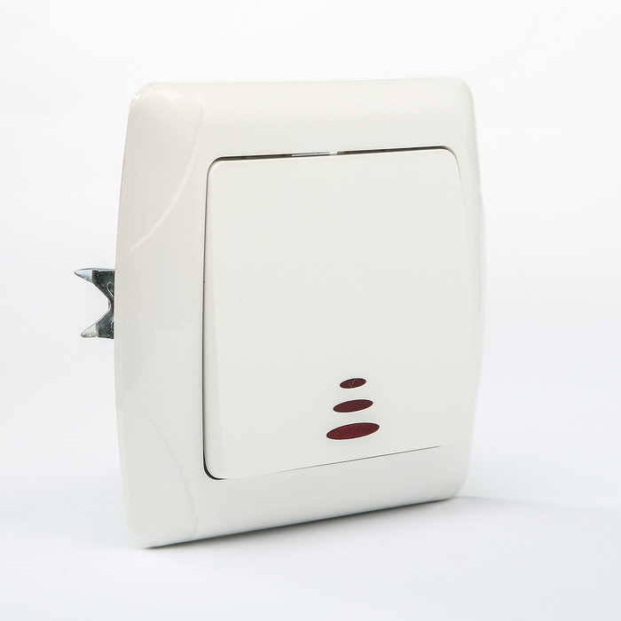 Выключатель 1 кл. с подсветкой 10А белый "Онега" TDM