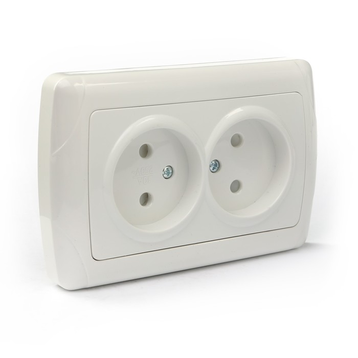 Розетка двойная 2П 10А 250В с защ. шт. белая "Онега" TDM