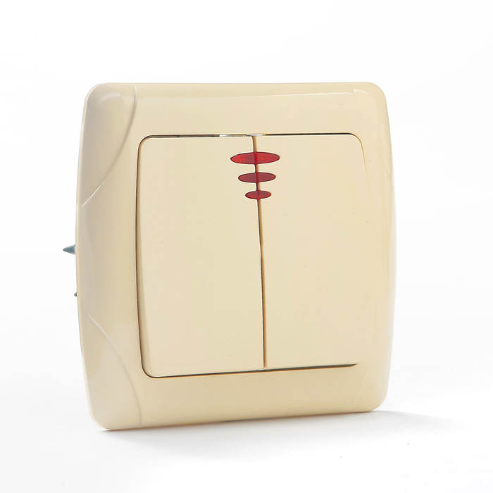 Выключатель 2 кл. с подсветкой 10А сл. кость "Онега" TDM