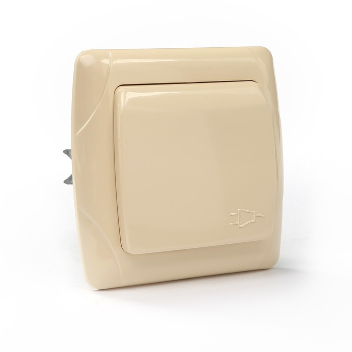 Розетка с крышкой 2П+З с защитными шторками 16А 250В сл. кость "Онега" TDM