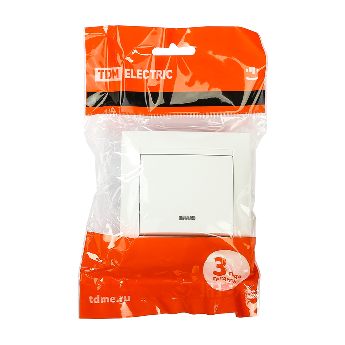 Выключатель 1 кл. с подсветкой 10А белый "Лама" TDM