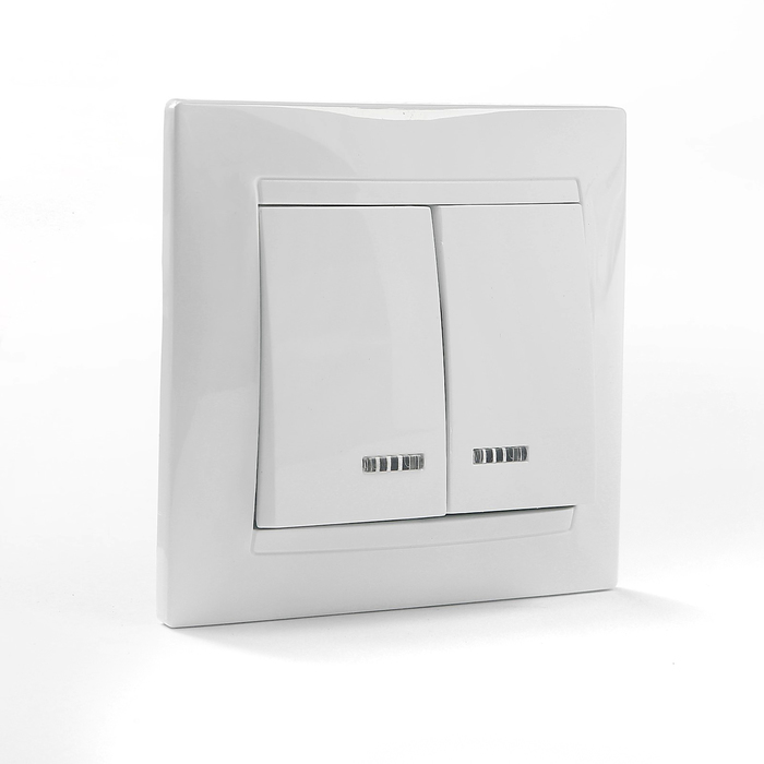 Выключатель 2 кл. с подсветкой 10А белый "Лама" TDM