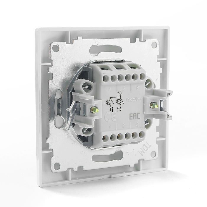 Выключатель 2 кл. с подсветкой 10А белый "Лама" TDM