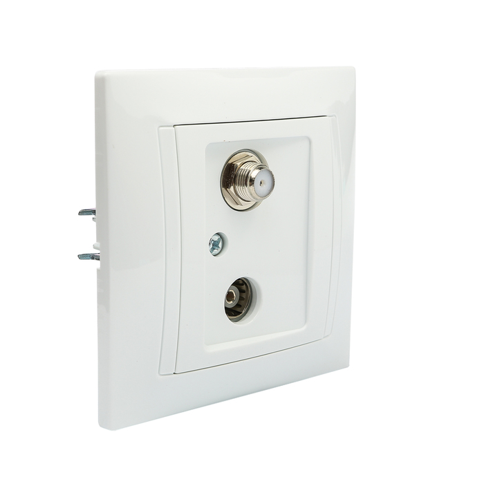 Розетка TV ("мама") + SAT (F-разъем) 0-2400МГц белая "Лама" TDM