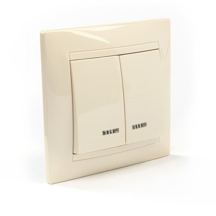 Выключатель 2 кл. с подсветкой 10А сл. кость "Лама" TDM