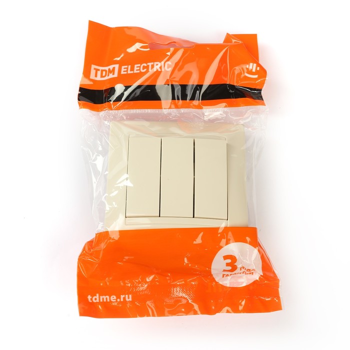 Выключатель 3-х кл. 10А сл. кость "Лама" TDM