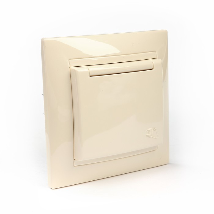 Розетка 2П+З 16А 250В с защ. шт. с крышкой сл. кость "Лама" TDM