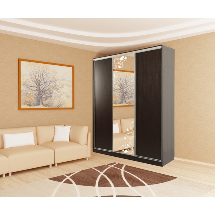 Шкаф-купе Бассо 1 цветы 1770х604х2305 Венге