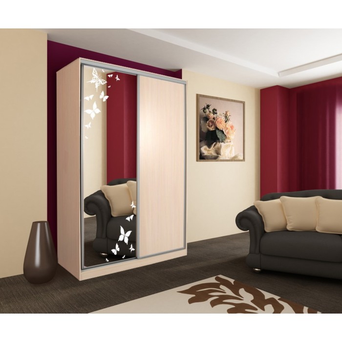 Шкаф-купе Рио 1 бабочки 1200х604х2305 Дуб млечный