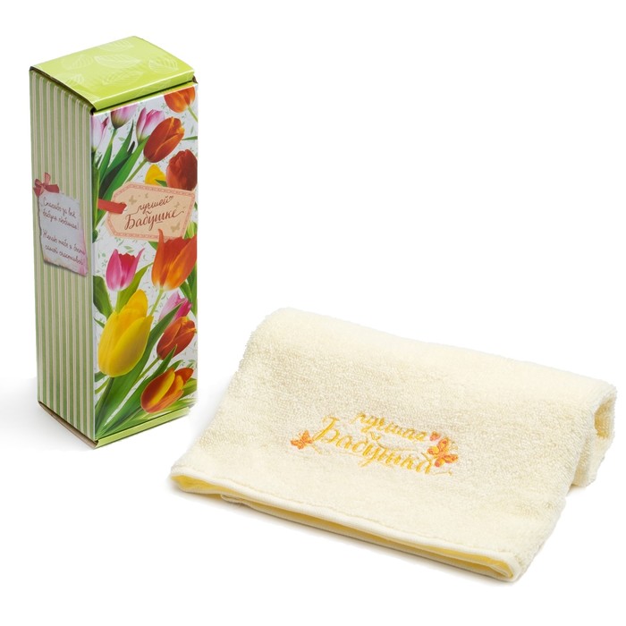 Полотенце махровое "Лучшая бабушка" 30х60 см, хлопок, 340 гр/м2