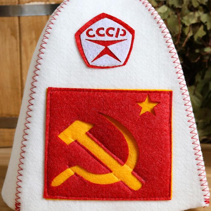 Шапка банная "Серп и молот" с аппликацией