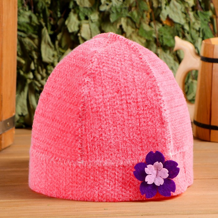 Шапка банная женская "Дамский колпак", красная