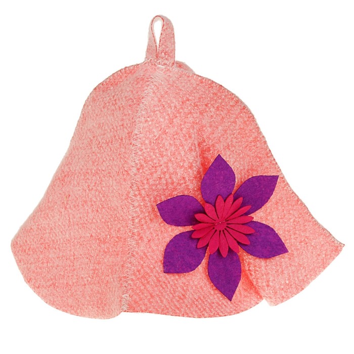 Шапка банная женская с полями, красная