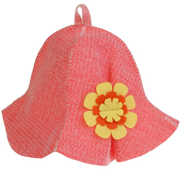 Шапка банная женская с полями, красная