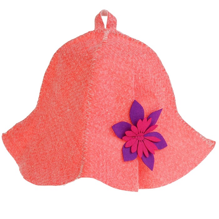 Шапка банная женская с полями, красная