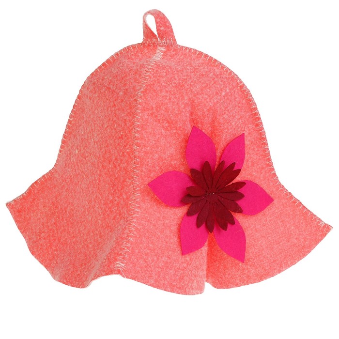 Шапка банная женская с полями, красная