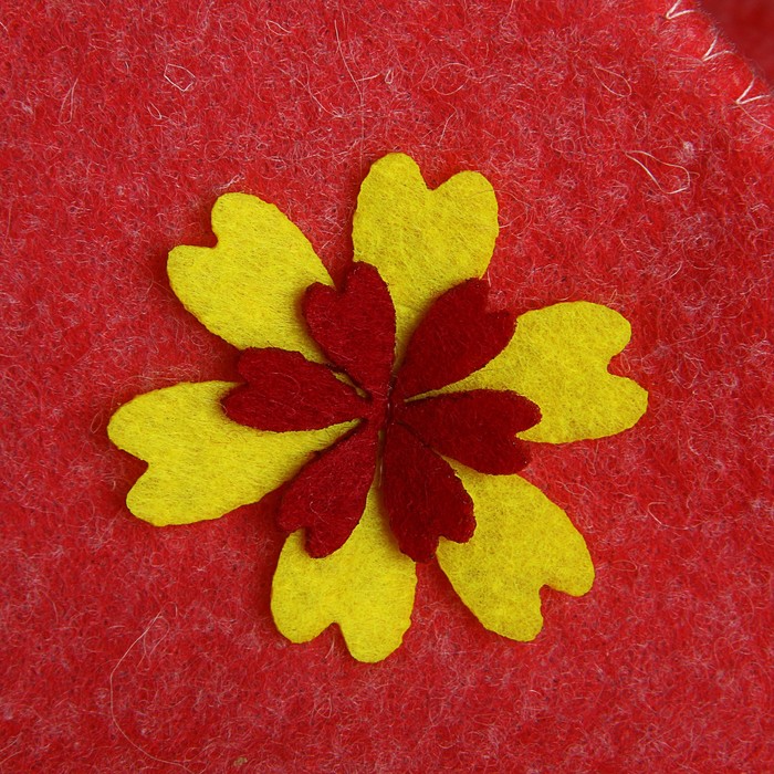 Набор банный женский (шляпа "Колокольчик", коврик "Лист"), красный