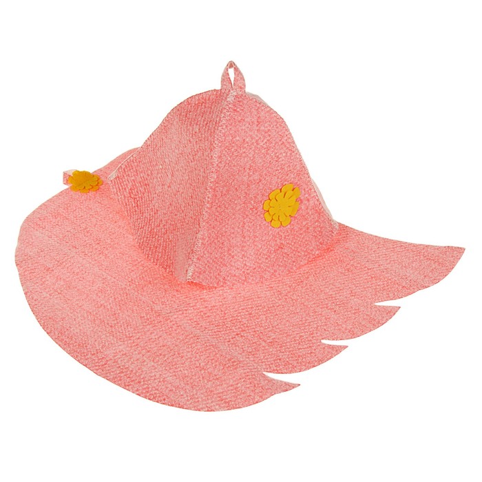 Набор банный женский (шляпа "Колокольчик", коврик "Лист"), красный