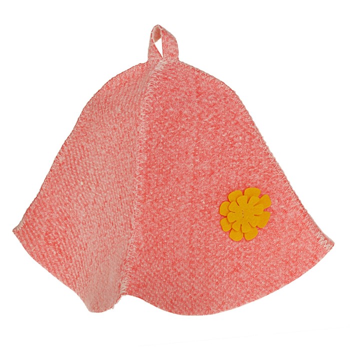 Набор банный женский (шляпа "Колокольчик", коврик "Лист"), красный