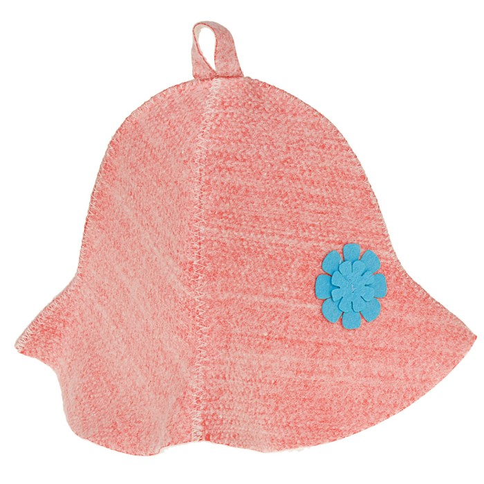 Шапка банная женская "Колокольчик" с аппликацией, красная