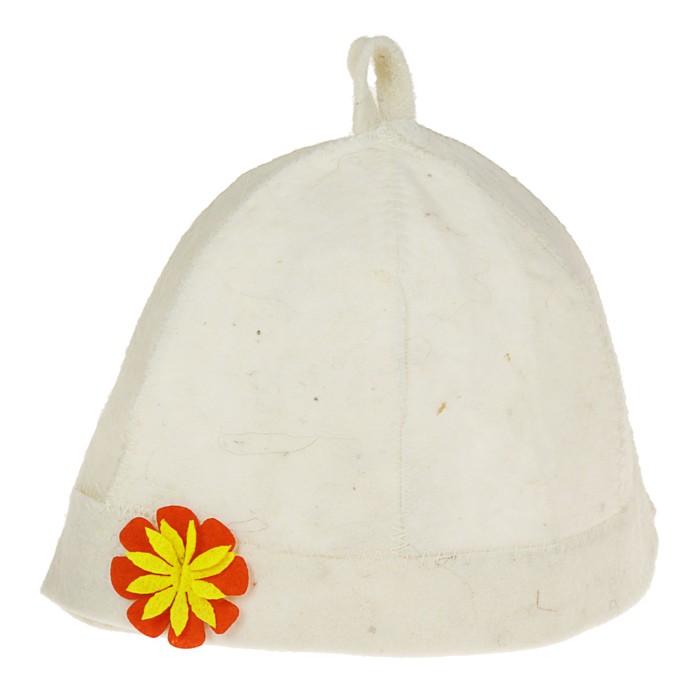 Шапка банная женская "Дамский колпак с цветком", белая