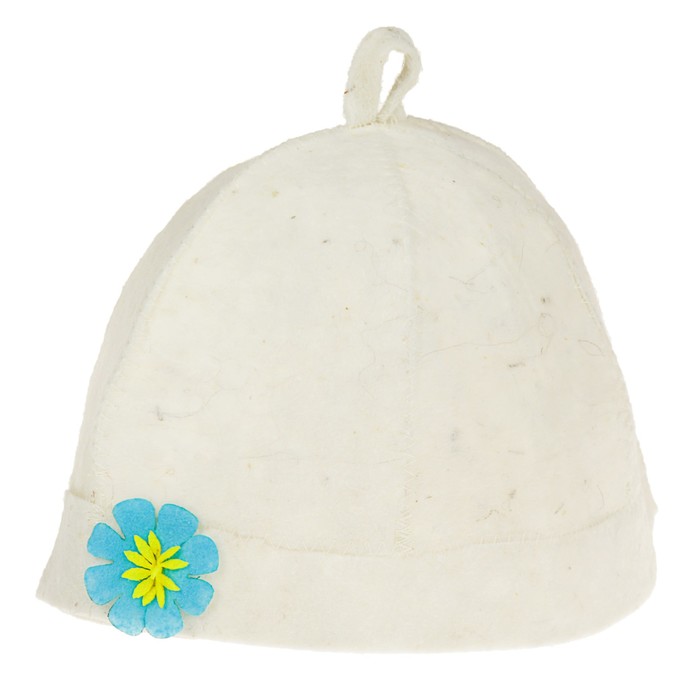 Шапка банная женская "Дамский колпак с цветком", белая