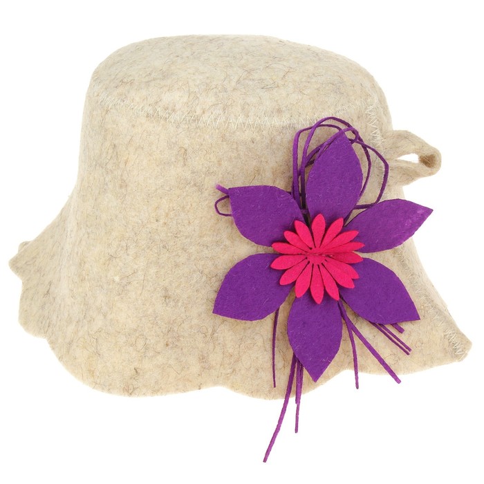 Шапка банная женская "Алефтина" с аппликацией, белая