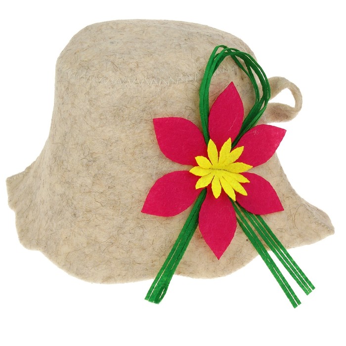 Шапка банная женская "Алефтина" с аппликацией, белая