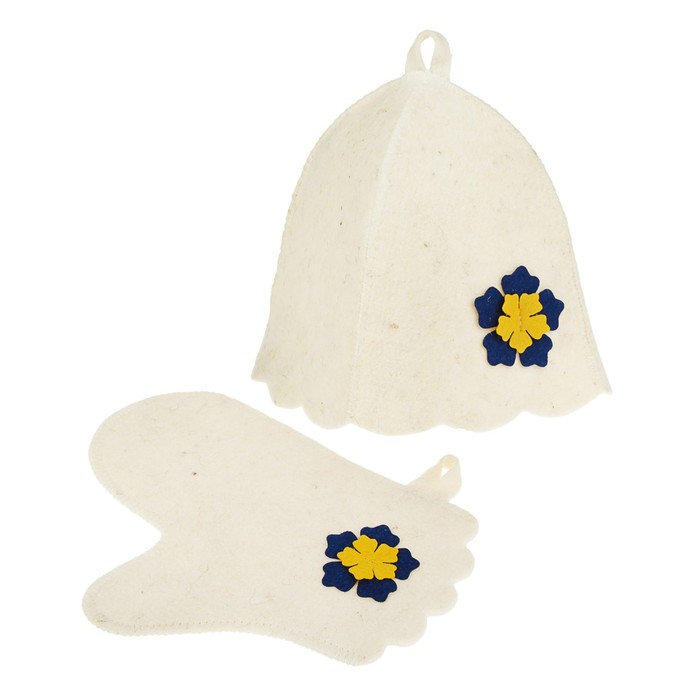 Набор банный женский "Колокольчик" (шляпка, рукавица)